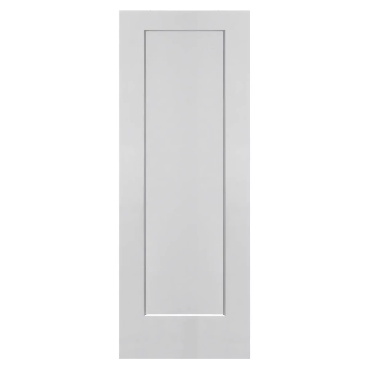 The Interior Doors - Shaker - Hollow/Solid features a plain white design with a single recessed rectangular panel in the center, displayed against a white background.