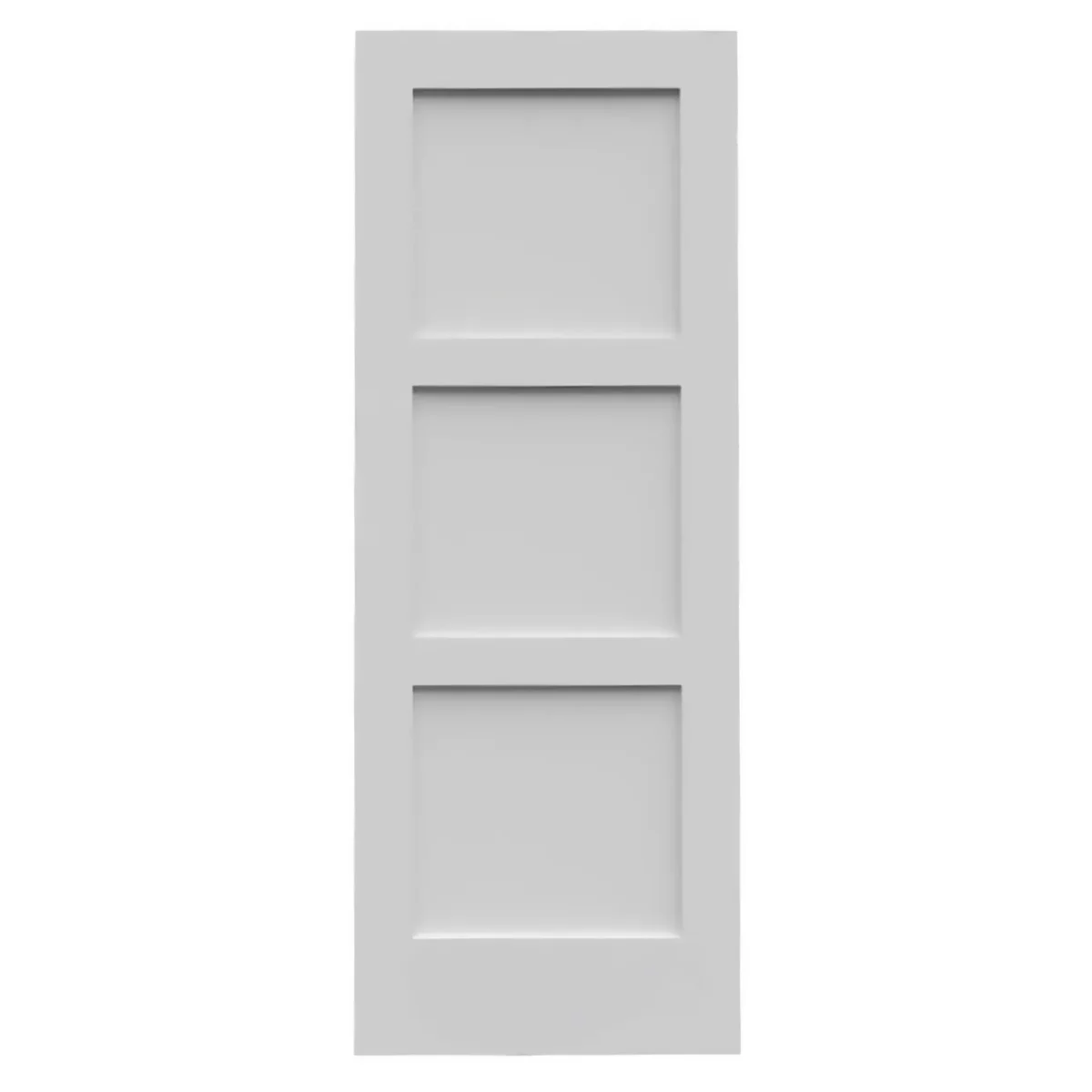 The Interior Doors - Shaker - Hollow/Solid features a white, rectangular design with three evenly spaced recessed panels, shown against a plain white background.